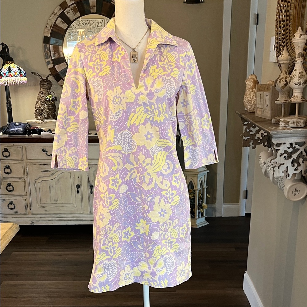 Tibi Lilac and Yellow Floral Midi Dress